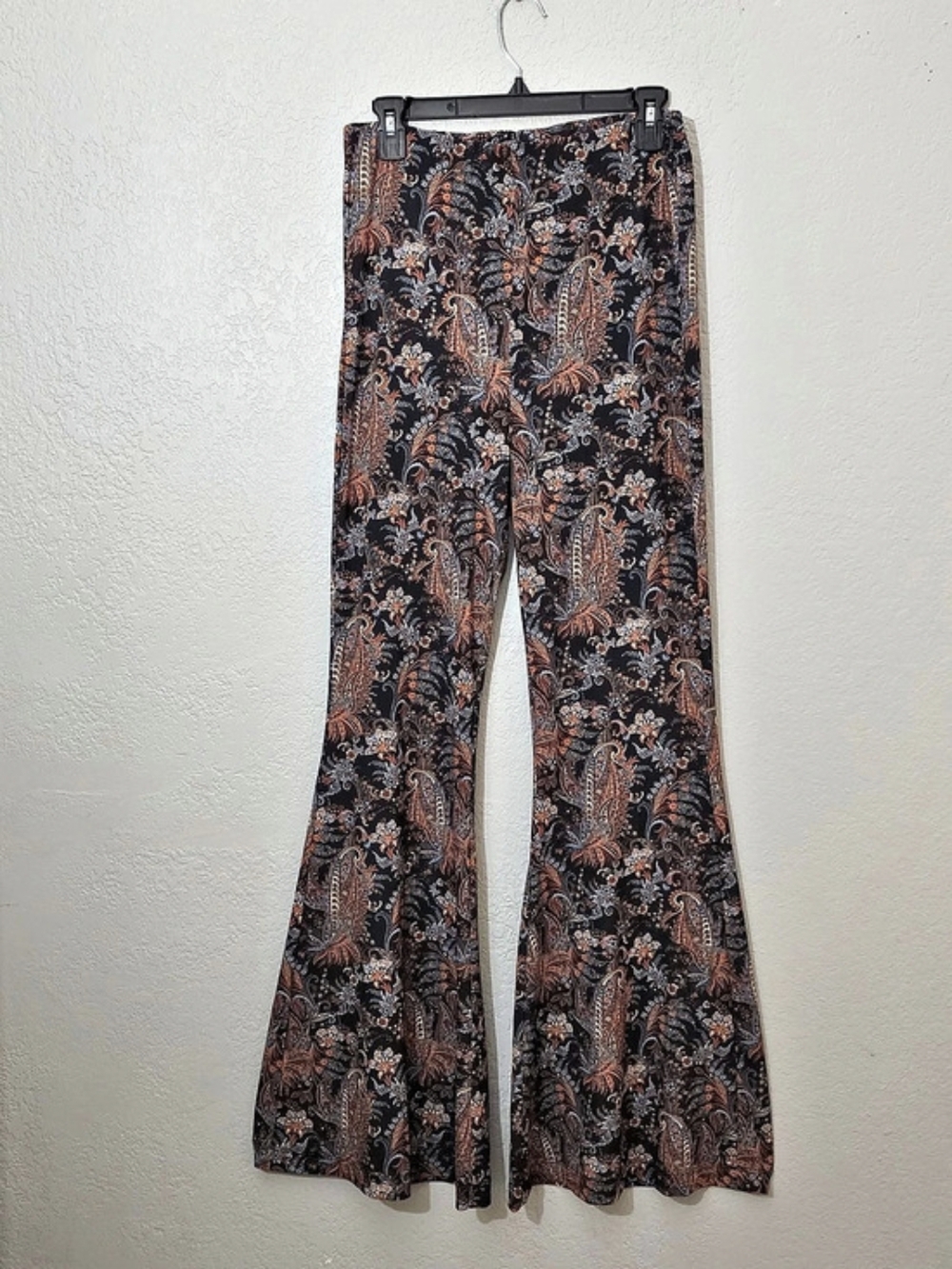 Free People Kitty Flare Paisley Bell Bottom Pants Black & Orange Size Medium